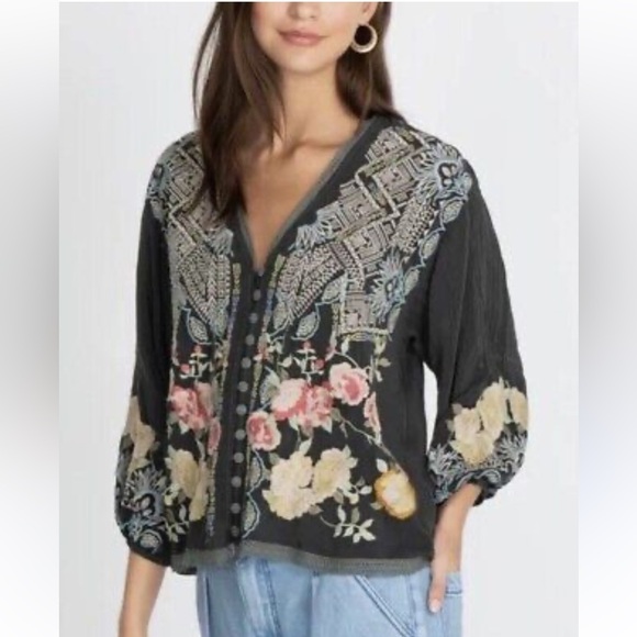 Johnny Was Top Blouse Tunic size small